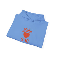 Load image into Gallery viewer, Faith-Inspired Unisex Hoodie with John 3:16 Design, Cozy Christian Apparel, Gift for Believers, Church Outing, Religious Fashion