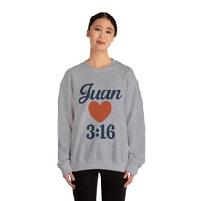 Load image into Gallery viewer, Spanish Personalized John 3:16 Unisex Crewneck Sweatshirt, Customizable Gift for Him or Her, Meaningful Everyday Wear, Comfort Apparel