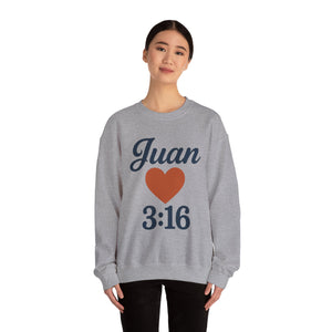 Spanish Personalized John 3:16 Unisex Crewneck Sweatshirt, Customizable Gift for Him or Her, Meaningful Everyday Wear, Comfort Apparel