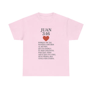 Faith-Inspired Unisex Tee: Juan 3:16 Design, Christian Apparel, Inspirational Gift, Casual Wear, Everyday Comfort, Religious Tees