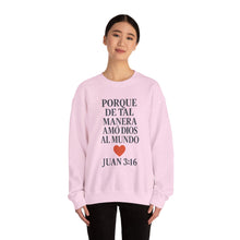 Load image into Gallery viewer, Spanish Faith-Inspired Unisex Crewneck Sweatshirt with Bible Verse, Inspirational Gift, Christian Apparel, Cozy Casual Wear, Religious Holiday Gift