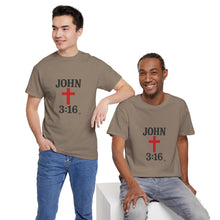 Load image into Gallery viewer, Faith-Inspired John 3:16 Unisex Heavy Cotton Tee - John 3:16, Christian Gift, Spiritual Apparel, Religious Tee, Unique Church Shirt