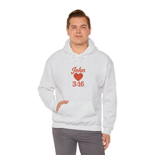 Load image into Gallery viewer, Faith-Inspired Unisex Hoodie with John 3:16 Design, Cozy Christian Apparel, Gift for Believers, Church Outing, Religious Fashion