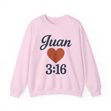 Load image into Gallery viewer, Spanish Personalized John 3:16 Unisex Crewneck Sweatshirt, Customizable Gift for Him or Her, Meaningful Everyday Wear, Comfort Apparel