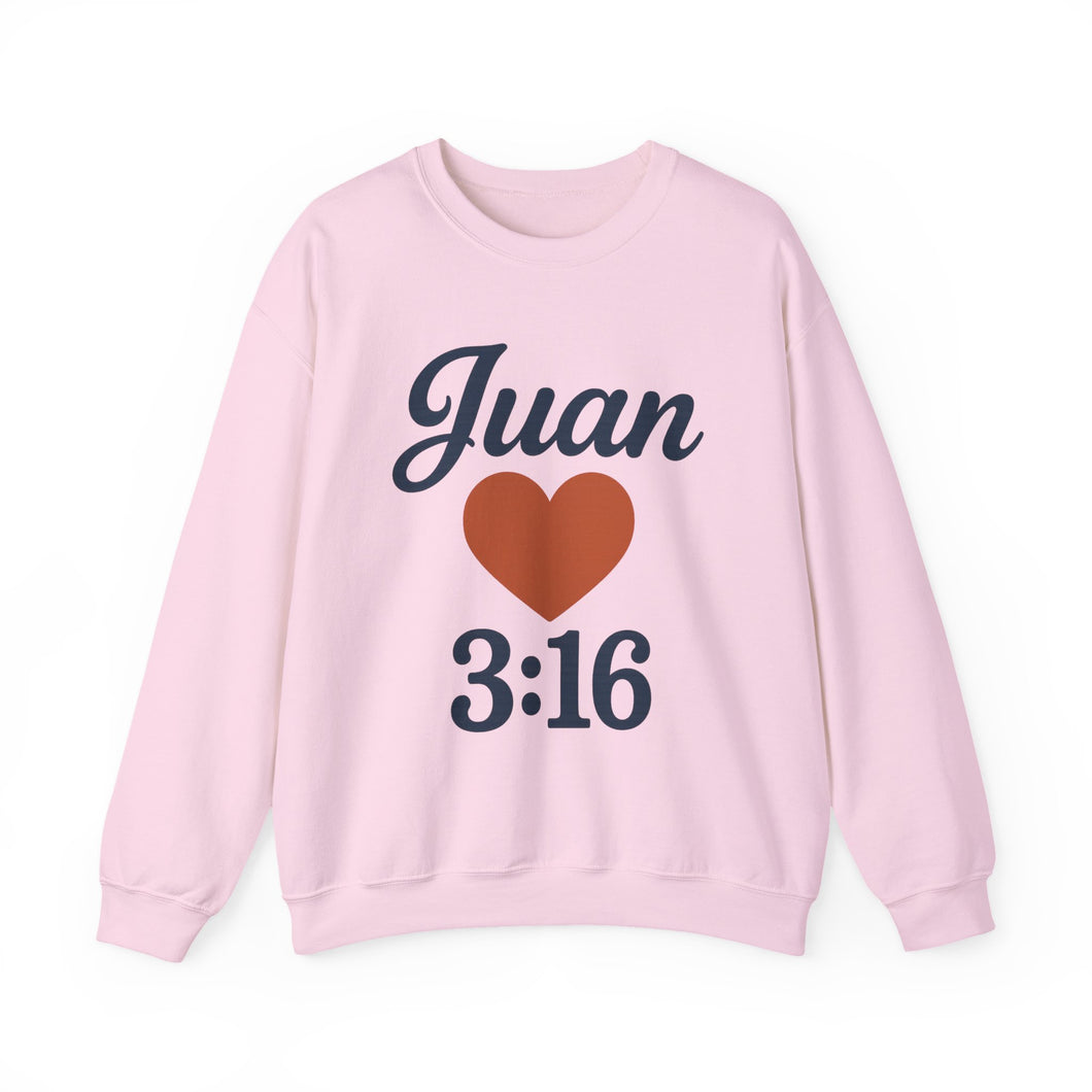 Spanish Personalized John 3:16 Unisex Crewneck Sweatshirt, Customizable Gift for Him or Her, Meaningful Everyday Wear, Comfort Apparel