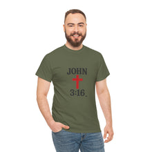 Load image into Gallery viewer, Faith-Inspired John 3:16 Unisex Heavy Cotton Tee - John 3:16, Christian Gift, Spiritual Apparel, Religious Tee, Unique Church Shirt
